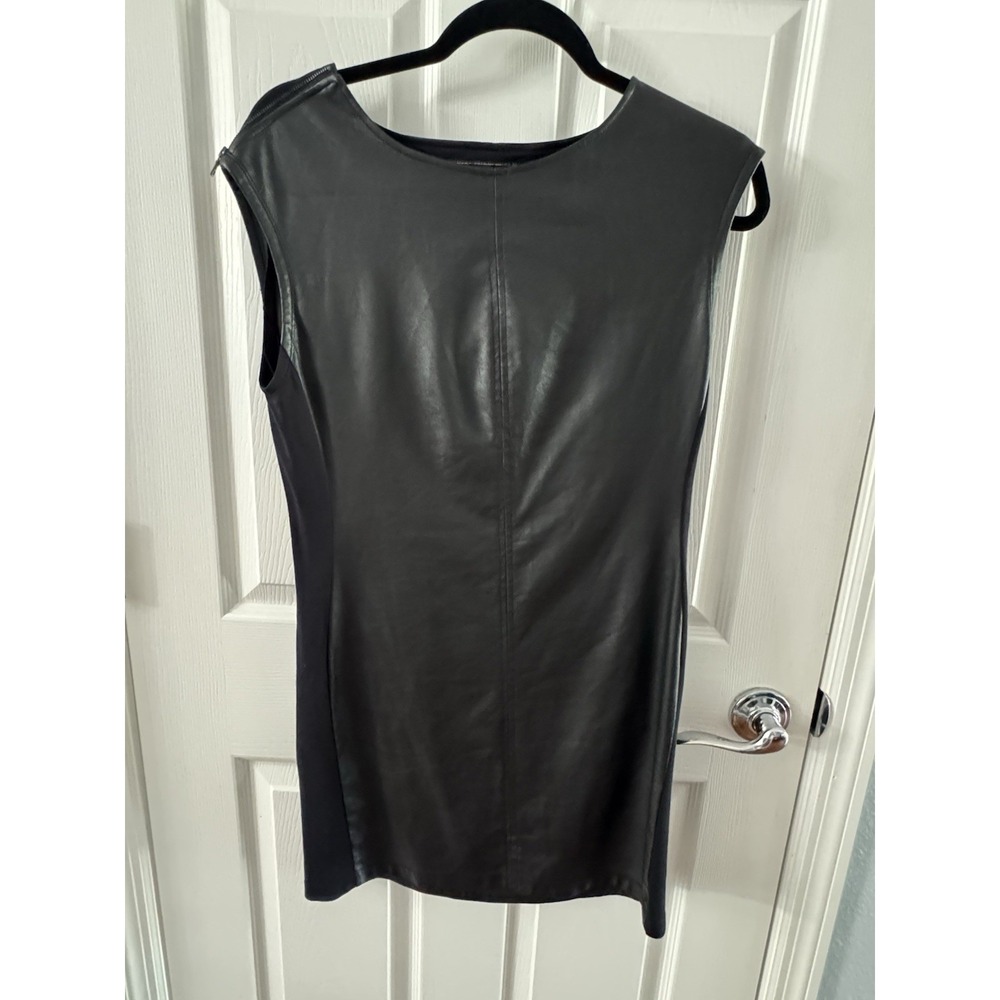 BCBG MAXAZRIA Karlee Women's S Black Faux Leather Sleeveless Mini Dress